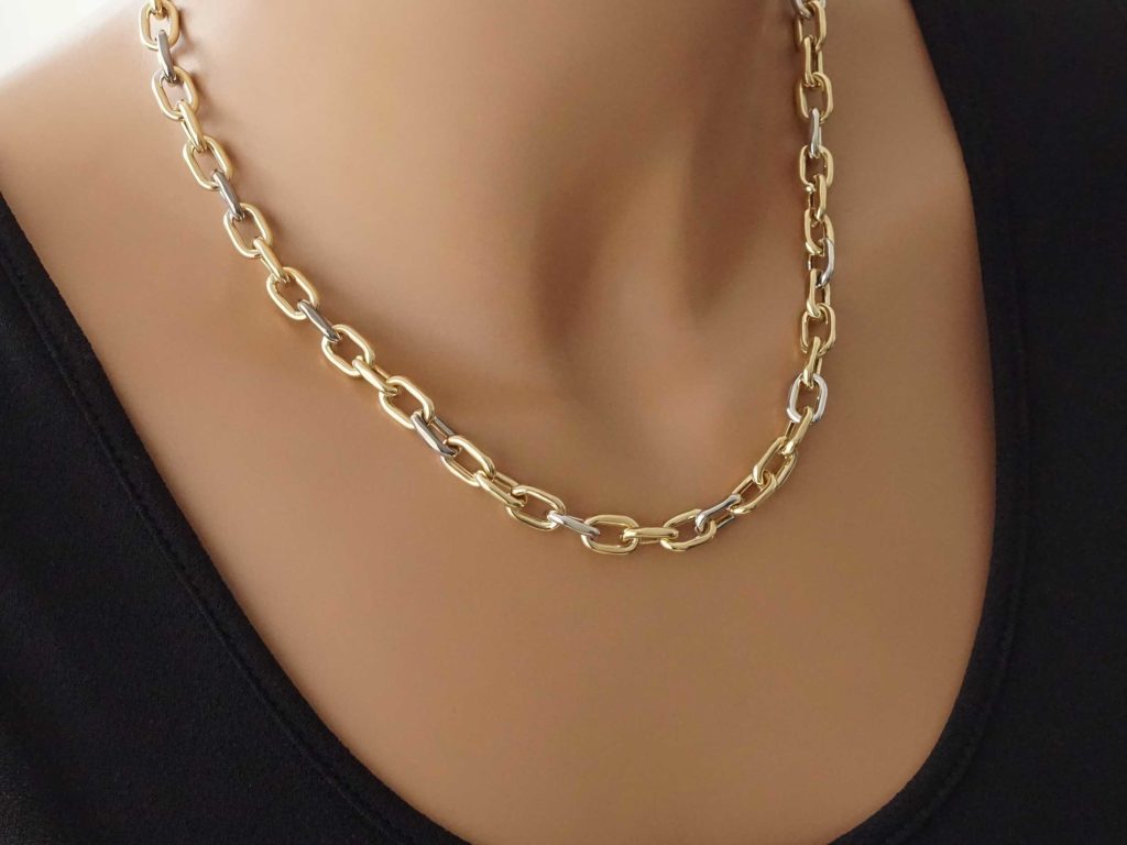 Δίχρωμο Κολιέ Αλυσίδα Σε Χρυσό 14 Καράτια Μήκους 45,00 cm