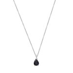 Λευκόχρυσο Μενταγιόν Με Ζαφείρι Και Αλυσίδα 18Κ