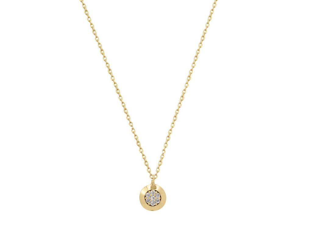 Μενταγιόν Με Μπριγιάν Και Αλυσίδα Σε Χρυσό 18Κ