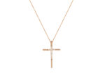 Σταυρός Ροζ Χρυσός 18 Καράτια Με Διαμάντια Και Αλυσίδα