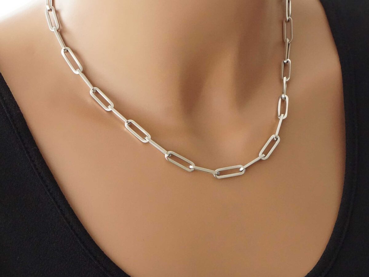 Unisex Λευκόχρυση Αλυσίδα Λαιμού 14Κ Μήκους 45,00 cm