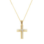 Χρυσός Σταυρός Με Λευκόχρυσο Και Αλυσίδα 9Κ
