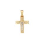 Χρυσός Βαπτιστικός Σταυρός Με Τον Εσταυρωμένο 18Κ Σε Διχρωμία