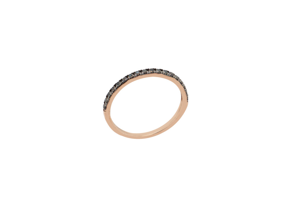 Δαχτυλίδι Μισόβερο Ροζ Χρυσό 9Κ Με Μαύρες Πέτρες Ζιργκόν