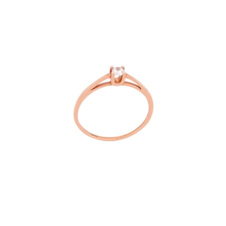 Δαχτυλίδι Μονόπετρο Ροζ Χρυσό 9Κ Με Ζιργκόν