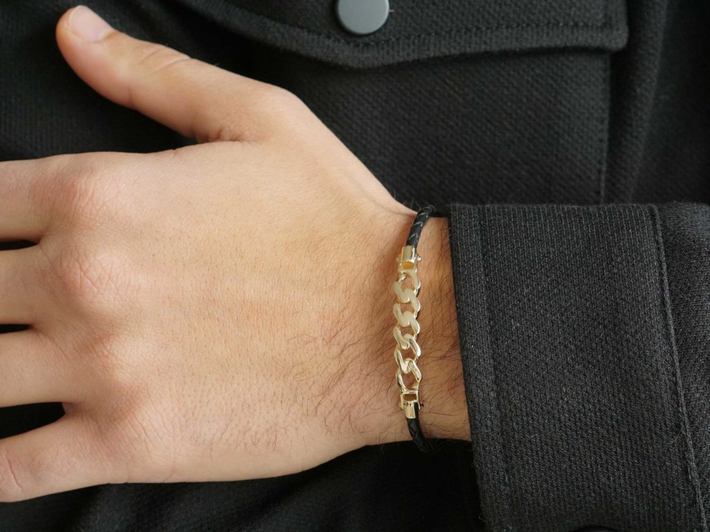 Δερμάτινο Βραχιόλι Με Χρυσό 14Κ