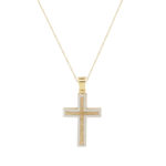 Σταυρός Χρυσός Με Αλυσίδα 9Κ Και Λευκόχρυσο Περίγραμμα