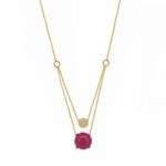 Χρυσό Κολιέ Με Διπλή Αλυσίδα 9Κ Και Ζιργκόν Πέτρες