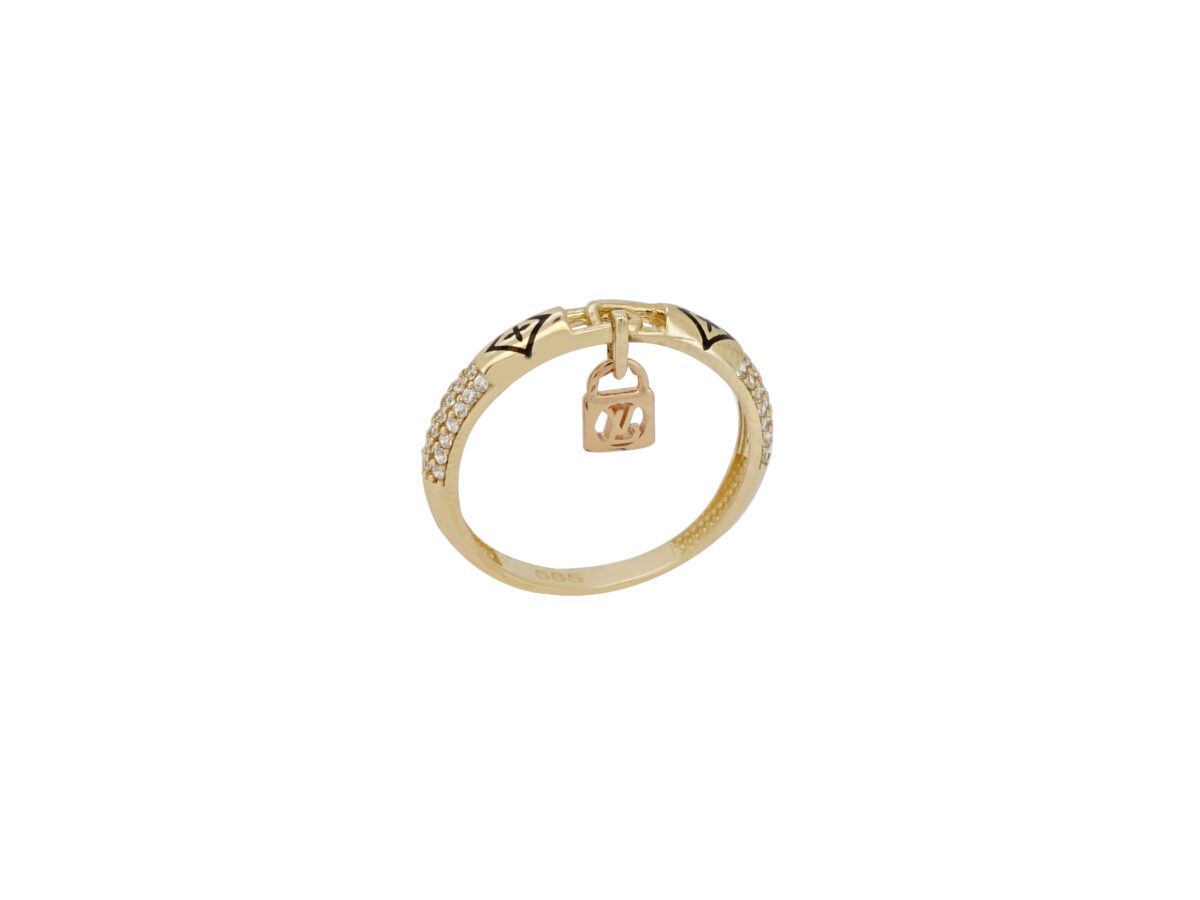 Δαχτυλίδι Χρυσό 14Κ Με Ζιργκόν Πέτρες Και Σμάλτο