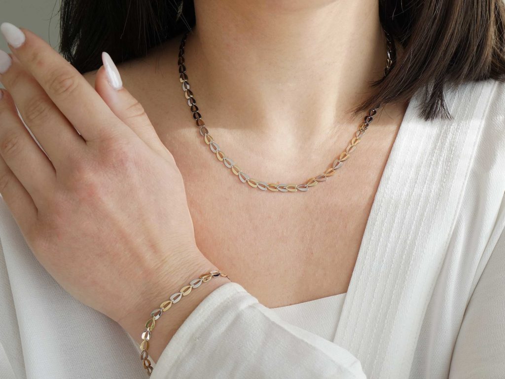 Δίχρωμο Χρυσό Βραχιόλι 14Κ