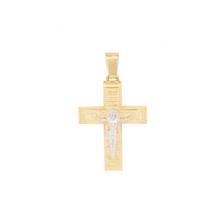 Σταυρός Βάπτισης Χρυσός 14Κ Σε Διχρωμία