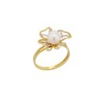 Χρυσό Δαχτυλίδι Με Μαργαριτάρι Και Λευκόχρυσες Λεπτομέρειες 14Κ