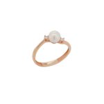 Δαχτυλίδι Ροζ Χρυσό 14Κ Με Μαργαριτάρι Και Ζιργκόν