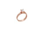 Μονόπετρο Δαχτυλίδι Ροζ Χρυσό 14Κ Με Λευκή Πέτρα Ζιργκόν