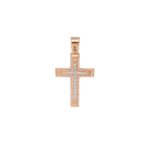 Σταυρός 14Κ Ροζ Χρυσός Λευκόχρυσες Λεπτομέρειες