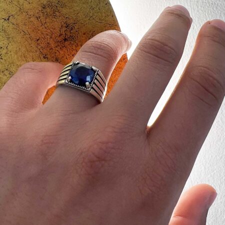 Ανδρικό Δαχτυλίδι Με Μπλε Πέτρα Ζιργκόν Σε Ασήμι 925