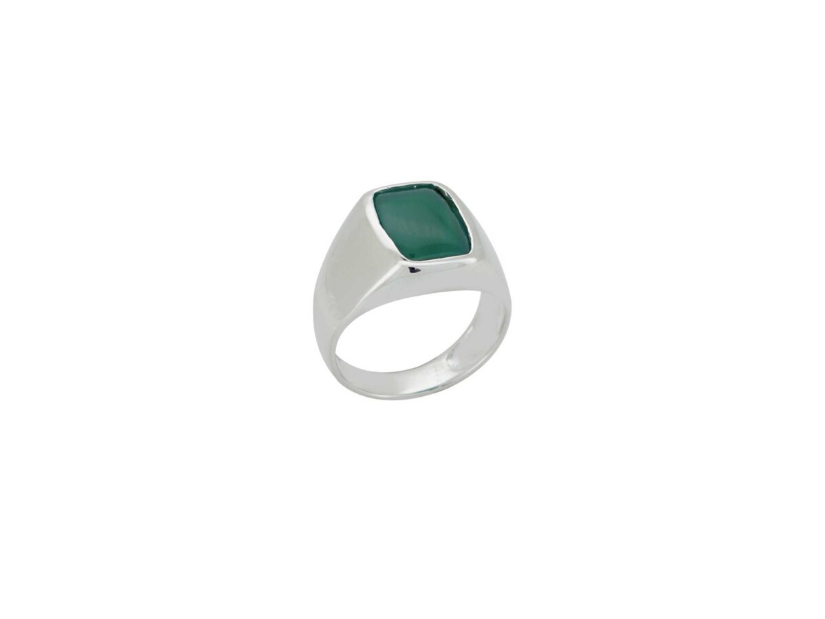 Ανδρικό Δαχτυλίδι Με Πράσινη Πέτρα Σε Ασήμι 925