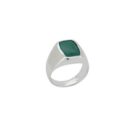 Ανδρικό Δαχτυλίδι Με Πράσινη Πέτρα Σε Ασήμι 925