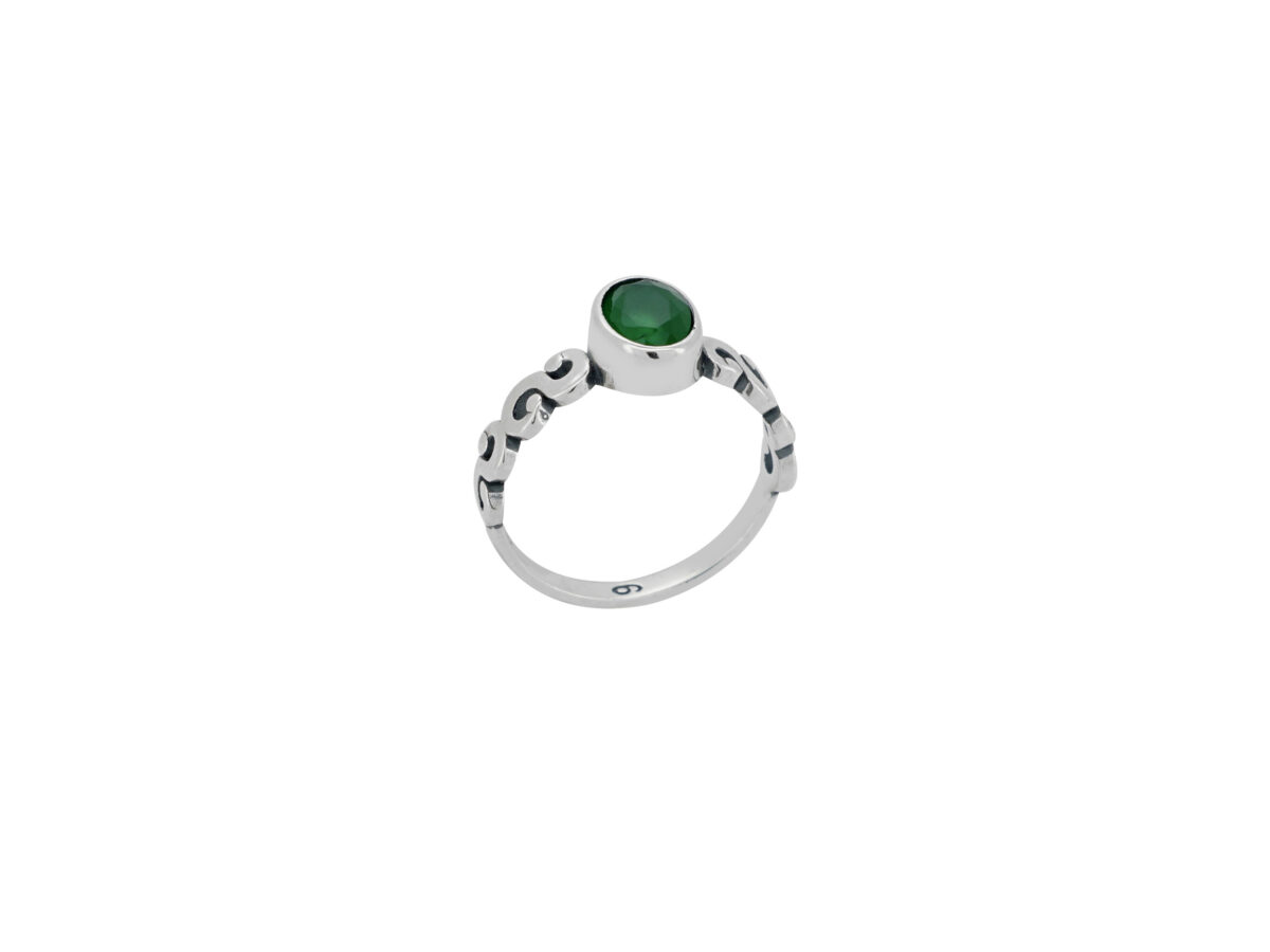 925 Ασημένιο Δαχτυλίδι Με Πράσινη Πέτρα