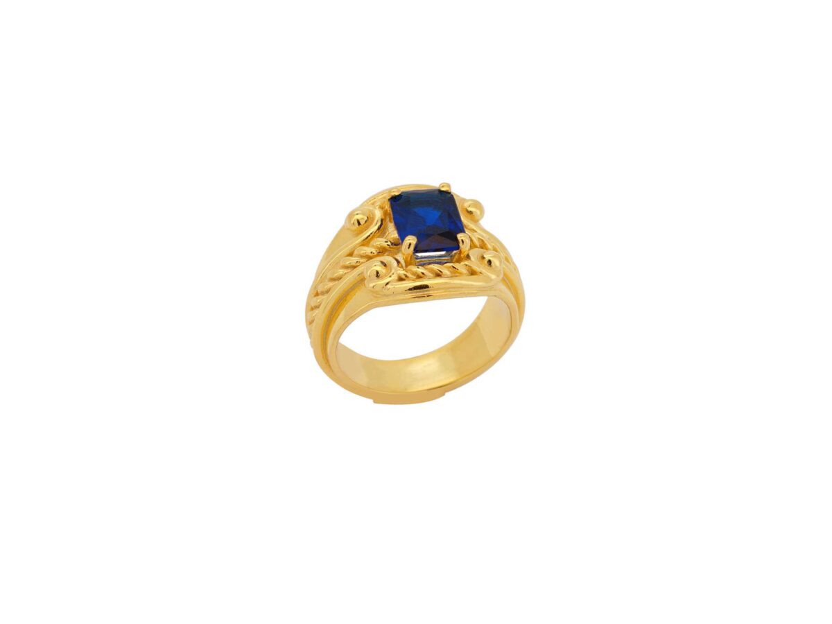 Χειροποίητο Δαχτυλίδι Με Μπλε Πέτρα Από Ασήμι 925 Με Επιχρύσωμα 18Κ