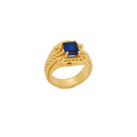 Χειροποίητο Δαχτυλίδι Με Μπλε Πέτρα Από Ασήμι 925 Με Επιχρύσωμα 18Κ