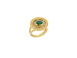 Χειροποίητο Δαχτυλίδι Με Πράσινη Πέτρα Από Επιχρυσωμένο Ασήμι 925