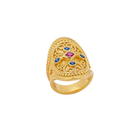 Χειροποίητο Δαχτυλίδι Με Ζιργκόν Από Επιχρυσωμένο Ασήμι 950