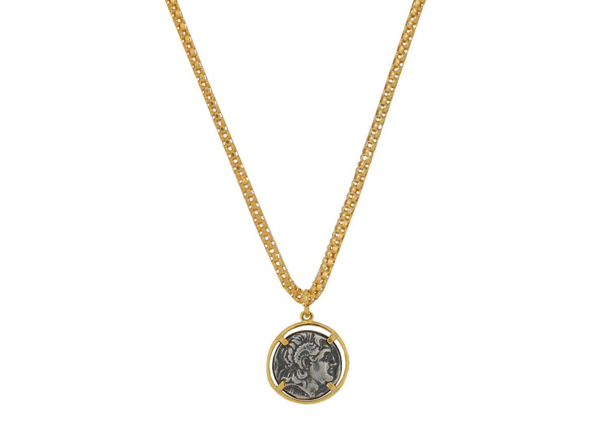 Μενταγιόν Μέγας Αλέξανδρος Από Επιχρυσωμένο Ασήμι 925 Με Αλυσίδα