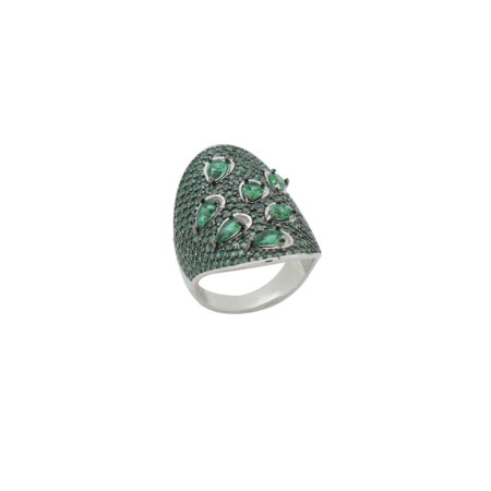 Δαχτυλίδι Με Πράσινες Πέτρες Ζιργκόν Σε Ασήμι 925
