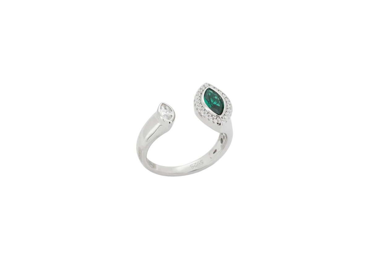 Δαχτυλίδι Με Πράσινη Πέτρα Ζιργκόν Σε Ασήμι 925