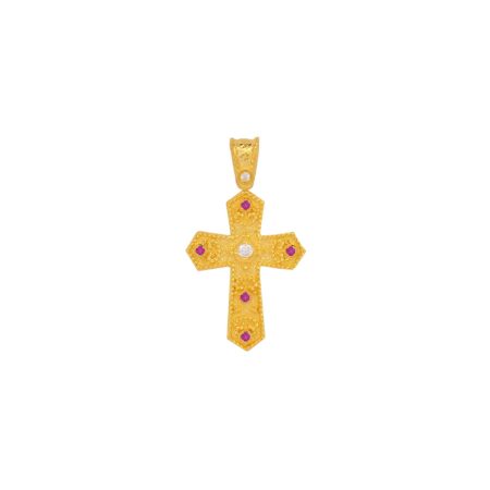 Σταυρός Βυζαντινός Χρυσός 14Κ Με Ζιργκόν Πέτρες