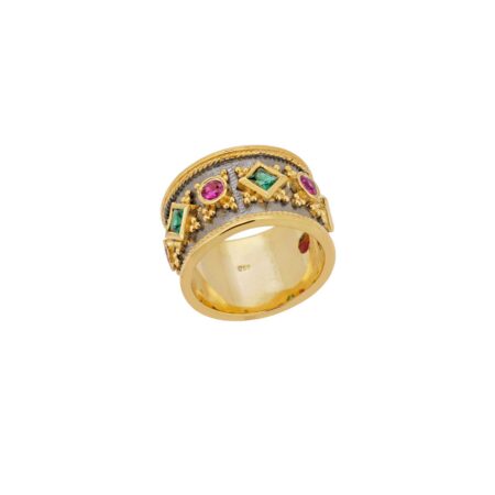 Βυζαντινό Δαχτυλίδι Ασημένιο 950 Με Επιχρύσωμα 18Κ