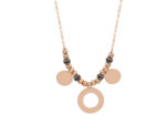 Ροζ Επίχρυσο Μενταγιόν Με Κύκλους Από Ασήμι 925 (κωδ: AM536)