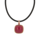 Ασημένιο Μενταγιόν Τετράγωνο Ροζ Επιχρυσωμένο 925 (κωδ: AM670)