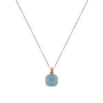 Ροζ Επιχρυσωμένο Μενταγιόν Από Ασήμι 925 Με Γαλάζια Ζιργκόν (κωδ: AM672)