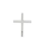 Σταυρός Γυναικείος Λευκόχρυσος 14 Καρατίων Με Ζιργκόν Πέτρες (κωδ: GC617)