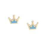 Χρυσά Παιδικά Σκουλαρίκια Κορώνες Με Σμάλτο 9Κ (κωδ: GE222)