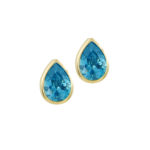 Σκουλαρίκια Με Γαλάζια Πέτρα Ζιργκόν Σε Κίτρινο Χρυσό 14Κ (κωδ: GE307)