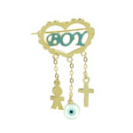 Παραμάνα Χρυσή Για Αγόρι Με Ματάκι Και Σταυρό 9 Καρατίων (κωδ: GP117)