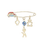 Παραμάνα Για Αγόρι Κίτρινη Χρυσή Με Αυτοκίνητο 9Κ (κωδ: GP157)