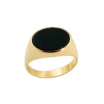 Σεβαλιέ Δαχτυλίδι Ανδρικό Με Μαύρο Όνυχα Χρυσό 14Κ (κωδ: GR268)