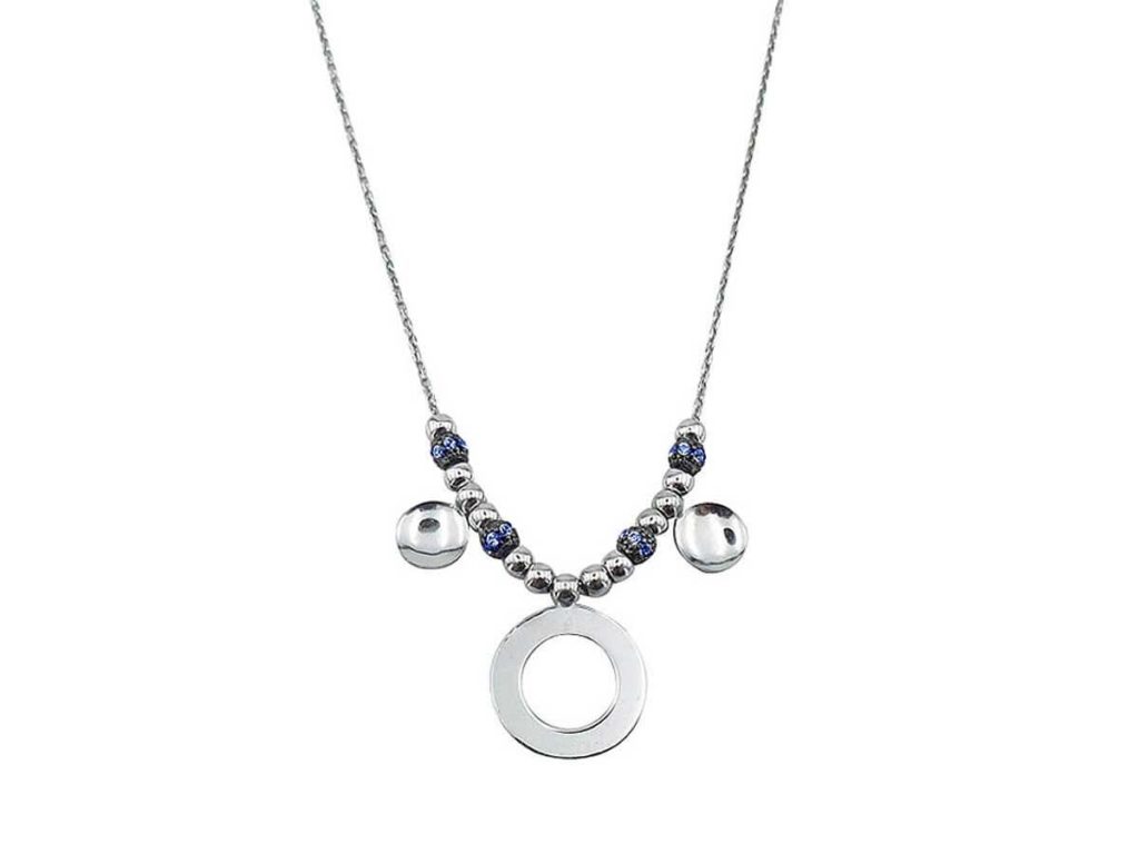 Ασημένιο Κολιέ Με Ζιργκόν Πέτρες Και Κύκλους 925