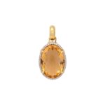 Χειροποίητο Μενταγιόν Χρυσό 14Κ Με Quartz Και Ζιργκόν Πέτρες