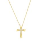 Χειροποίητος Χρυσός Σταυρός Βάπτισης Με Αλυσίδα 14Κ Και Πέτρες Ζιργκόν