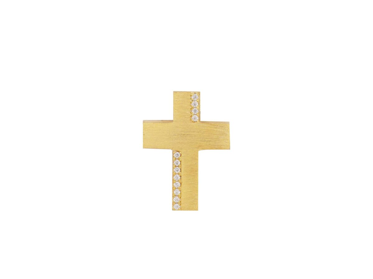 Σταυρός Χειροποίητος Με Ζιργκόν Πέτρες Σε Χρυσό 14Κ