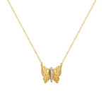 Χρυσό Κρεμαστό Πεταλούδα Με Λευκόχρυση Λεπτομέρεια 14Κ