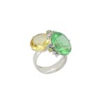 Λευκόχρυσο Δαχτυλίδι 18Κ Με Διαμάντια Και Quartz