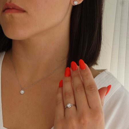 Λευκόχρυσο Δαχτυλίδι Καρδιά 14 Καράτια Με Λευκές Πέτρες Ζιργκόν