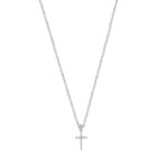 Λευκόχρυσο Σταυρουδάκι 9Κ Με Πέτρες Ζιργκόν Και Αλυσίδα