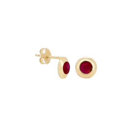 Σκουλαρίκια Με Κόκκινη Πέτρα Ζιργκόν Σε Χρυσό 9Κ